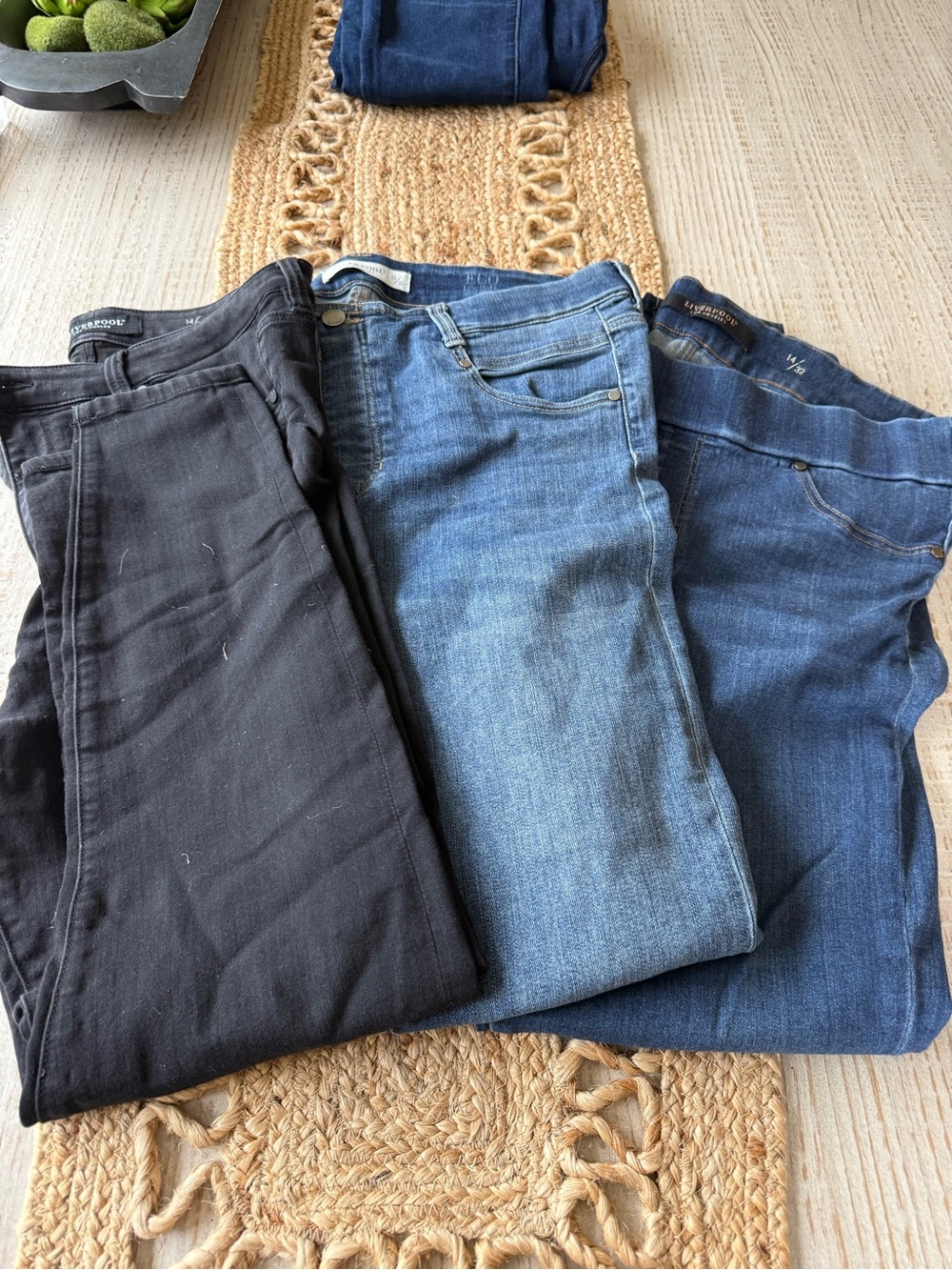 Three pair of Liverpool High-Rise Ankle Jeans